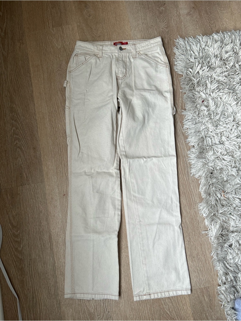 Dickies Women’s Cream Straight-Leg Cargo Jeans